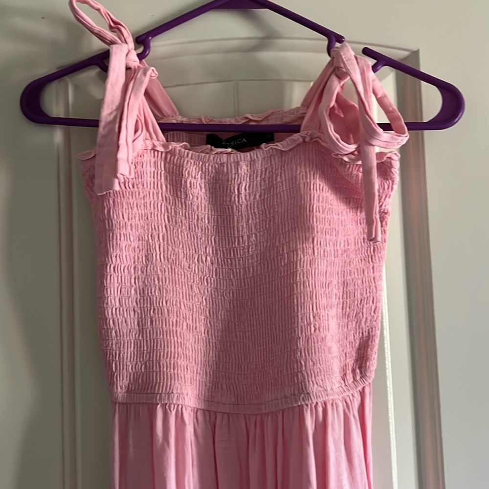 Elegant Pink Smocked Dress